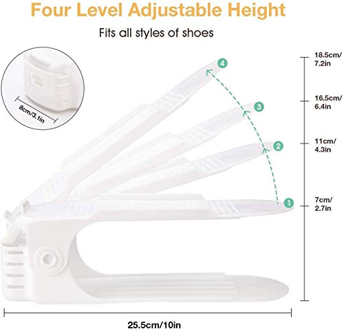 BIGLUFU Organizador de zapatos con ranuras ajustables para ahorrar espacio, color blanco (12 unidades)