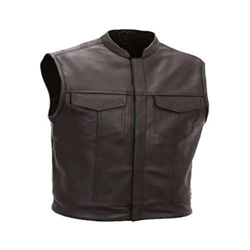 Bikers Gear Sons Of Anarchy - Chaleco de cuero para hombre, Negro, S