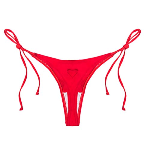 Bikini Tanga Mujer 2019 SHOBDW Sexy Bañador Mujer Playa de Verano Vendaje Color Sólido Traje de Baño Mujer Bañadores de Mujer(Rojo,M)