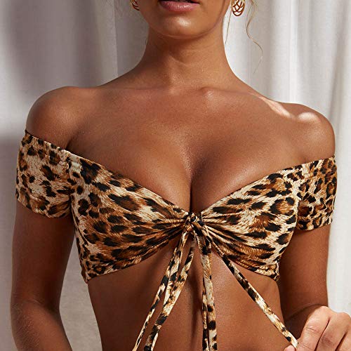 Bikinis Tanga Sexys Push Up Mujer Sexy Leopardo Impreso Bikini Push-Up Acolchado Traje De BañO Ropa De Playa