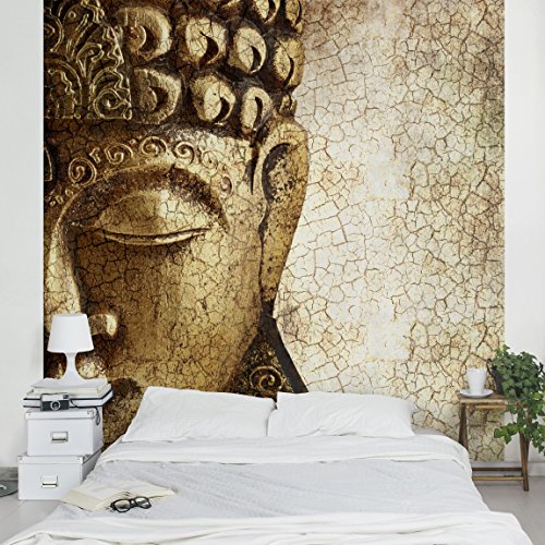 Bilderwelten Fotomural - Vintage Buddha - Mural cuadrado papel pintado fotomurales murales pared papel para pared foto 3D mural pared barato decorativo, Dimensión Alto x Ancho: 240cm x 240cm