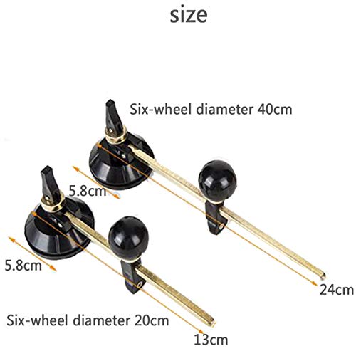 Biluer 2PCS 6 Ruedas Cortador De Vidrio Adjustable Cortador Circular Corte Circular Con Ventosa Herramienta Para Profesionales De Talla De Vidrio,20cm Y 40cm De Diámetro