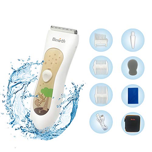 Bimirth Maquina Cortar Pelo para Bebe, Cortapelos Silencioso para Niños, en Bolsa para Fácil Almacenamiento, Recargable por USB, Resistente al Agua, 3 Peines Guía, con Safe Ceramic Blade (With Bag)