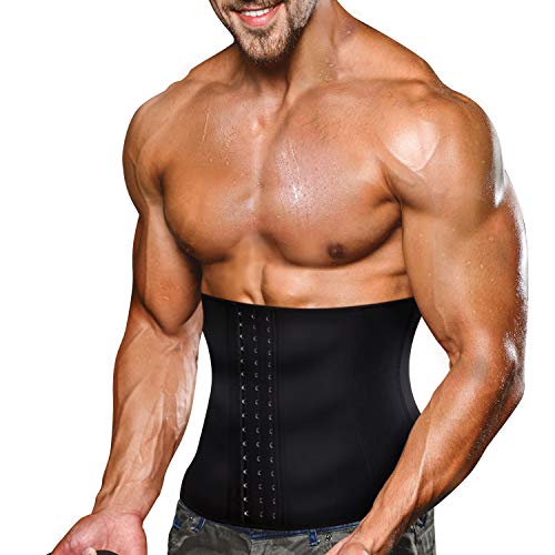 Bingrong Faja Reductora Adelgazante Hombres Faja Reductora Cinturón Lumbar Abdomen Ajustable para Deporte Fitness Efecto Sauna para la Quema de Grasa (Negro, S)