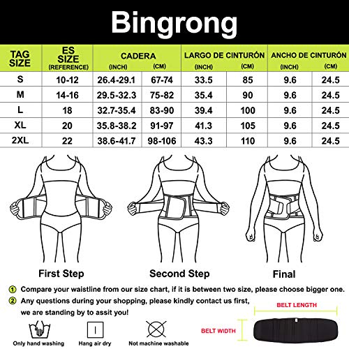 Bingrong Fajas Reductoras Adelgazantes Faja Lumbares Mujer Trabajo Fajas Deportivas Neopreno Cinturón Lumbar Mujer Waist Trainer Corset Fajas para Adelgazar Entrenador de Cintura (Negro, Medium)