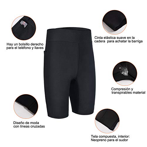 Bingrong Pantalones Cortos para Adelgazar Hombre Pantalón de Sudoración Adelgazar Pantalones de Neopreno para Ejercicio para Pérdida de Peso Deportivo (Negro, XX-Large)