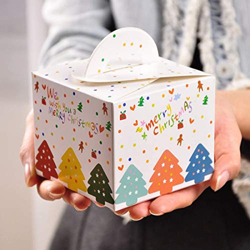 Binjor 40 Pcs Cajas de dulces Navideñas de regalo de papel Embalaje envasado de alimentos muffins Portátil Bolsa de regalo creativas de recuerdo para decoraciones fiesta de Nochebuena