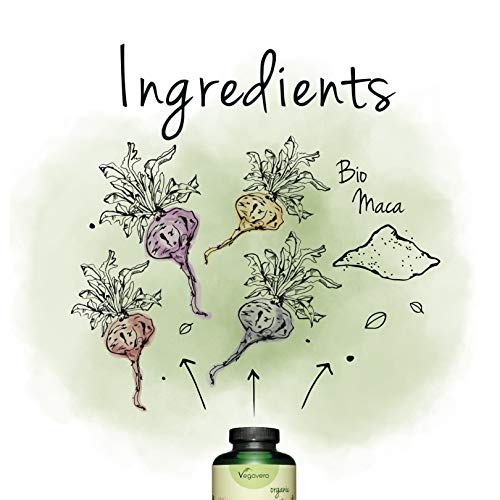 BIO Maca Andina Vegavero® | 3000 mg | Cosechada en Perú | 270 Cápsulas | Maca Negra + Roja + Amarilla + Púrpura | Testada en Laboratorio | Estimulante + Energía + Libido + Cansancio