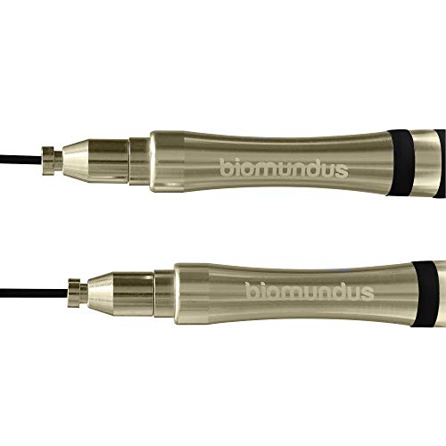 biomundus Cuerda Saltar comba Crossfit Hombre Mujer comba Boxeo La comba para Saltar Alta Velocidad autoajustable Aluminio Incluye 3 lastres+ Cuerda Extra+ Bolsa portadora. comba Boxeo (Negro)