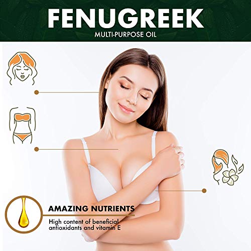 BIONOBLE ACEITE DE FENOGRECO 100% Orgánico | Macerado de Semilla de Fenogreco y Aceite de Semilla de Girasol | Bomba, Pipeta y Botella de Vidrio | Aumento de Pecho, Reafirmante Senos, Cabello (50ml)