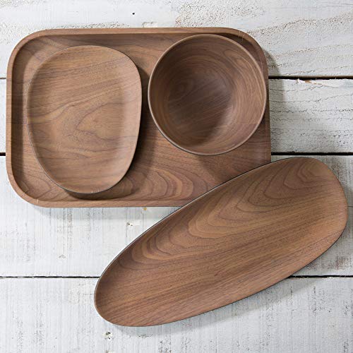 BIOZOYG Juego de 2 Platos Bio para Aperitivos Madera Antracita I Plato de bambú de 16 x 13 cm y 30 x 12 cm I Juego de Platos ecológicos de bambú para decoración Plato Decorativo orgánico