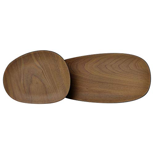 BIOZOYG Juego de 2 Platos Bio para Aperitivos Madera Antracita I Plato de bambú de 16 x 13 cm y 30 x 12 cm I Juego de Platos ecológicos de bambú para decoración Plato Decorativo orgánico