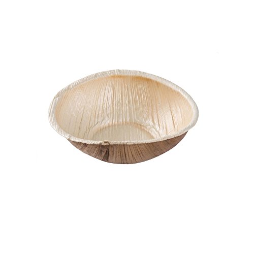 BIOZOYG Palmware - Vajillas Desechables ecológicas Hechas de Hojas de Palma I 25 Piezas oja de Palma tazón Redondo 275ml ø13,5cm I ensaladera tazón - tazón de Sopa - tazón de Aperitivos