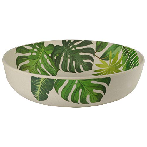 BIOZOYG Set Cuencos Reutilizables de bambú orgánico Motivo Leafs I Set 2xCuencos Redondos 18x4,5 cm 600ml I Vajilla Melamina Ecológica de bambú Tazón Frutas, Cuenco ensaladaVajilla Campamento