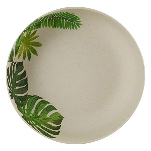 BIOZOYG Set Cuencos Reutilizables de bambú orgánico Motivo Leafs I Set 2xCuencos Redondos 18x4,5 cm 600ml I Vajilla Melamina Ecológica de bambú Tazón Frutas, Cuenco ensaladaVajilla Campamento