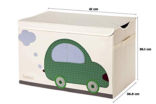 bisoo - Baul para Juguetes - Caja De Almacenaje - Cofre Infantil - Cierre Magnetico - Arcon Plegable - Coche Clasico De Felpa - Capacidad XXL