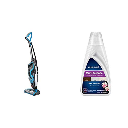 Bissell Crosswave Aspiradora Escoba, 510 W, 0.82 litros, 80 Decibelios, plástico, Azul/Negro + 1789L Solución Multi-Superficie para Crosswave y Spinwave, 1 Liter, Blanco