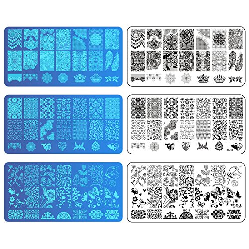 Biutee Stamping Nail Art de Acero Inoxidable con 13 Placas + 2 Estampador +2 Raspador