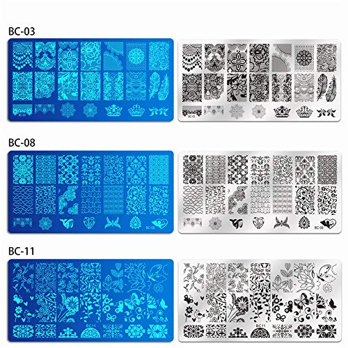 Biutee Stamping Nail Art de Acero Inoxidable con 13 Placas + 2 Estampador +2 Raspador
