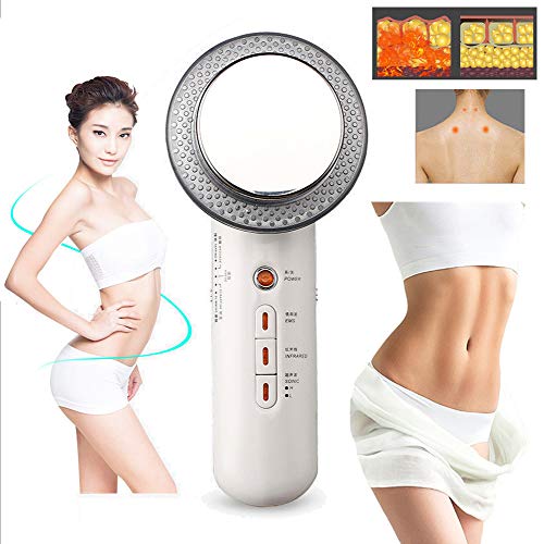 BJ&HH Masajeador Facial Tres En Uno, Dispositivo para Esculpir El Cuerpo con Quema De Grasa por Infrarrojos Recargable Dispositivo De Belleza para El Cuidado De La Piel,Blanco