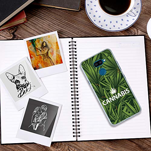 BJJ SHOP Funda Transparente para [ LG K40s ], Carcasa de Silicona Flexible TPU, diseño : Plantas medicinales, relajacion, Marijuana
