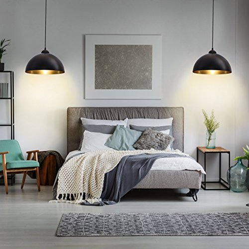 B.K.Licht Set de lámparas de techo colgantes para interiores, requieren bombilla E27 LED, max. 60 W, 230 V, índice de protección IP20, color negro y dorado