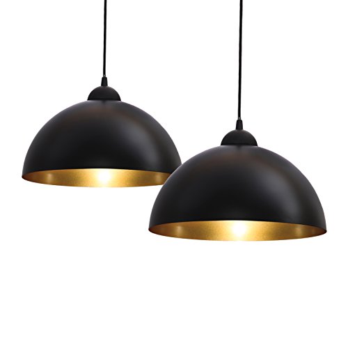 B.K.Licht Set de lámparas de techo colgantes para interiores, requieren bombilla E27 LED, max. 60 W, 230 V, índice de protección IP20, color negro y dorado