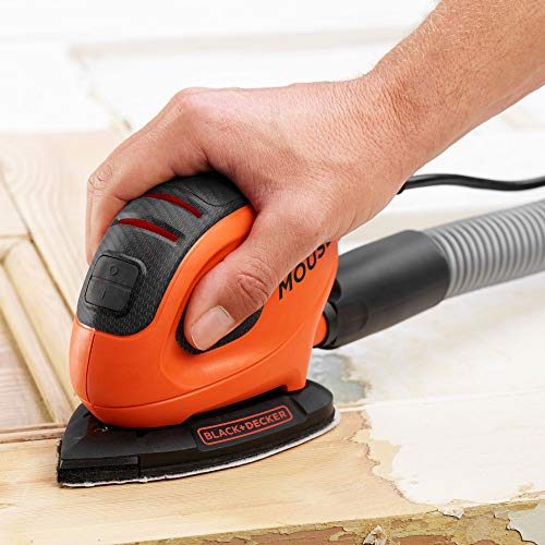 BLACK+DECKER BEW230BC-QS Lijadora de Detalle Mouse 55W, 11.000 RPM, diámetro órbita 1.5 mm, Incluye 15 Accesorios y Bolsa de Transporte