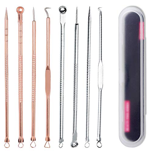 Blackhead Remover Pimple Comedone Extractor Set, 8 piezas de los mejores kits de herramientas de eliminación del acné Tratamiento para manchas blancas Manchas, nariz reventada, cara, mejilla barbuda