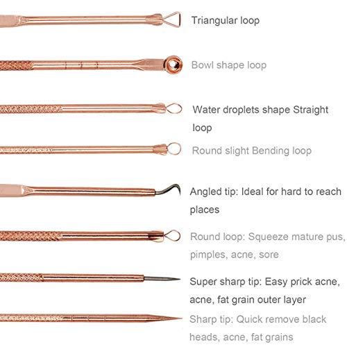 Blackhead Remover Pimple Comedone Extractor Set, 8 piezas de los mejores kits de herramientas de eliminación del acné Tratamiento para manchas blancas Manchas, nariz reventada, cara, mejilla barbuda