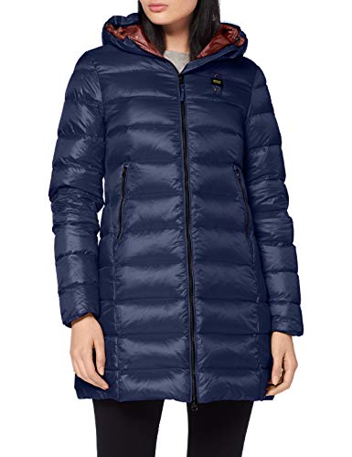 Blauer Impermeabile/Trench Lunghi Imbottito Piuma Gabardina, Azul (BLU INT. Rosa Polvere 888RS), X-Large para Mujer