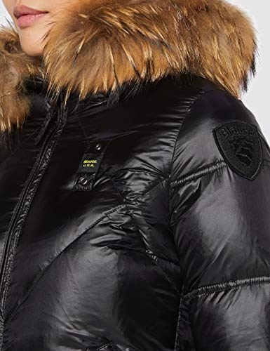 Blauer Impermeabile/Trench Lunghi Imbottito Piuma Gabardina, Negro (Nero 999), Large para Mujer