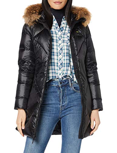 Blauer Impermeabile/Trench Lunghi Imbottito Piuma Gabardina, Negro (Nero 999), Large para Mujer