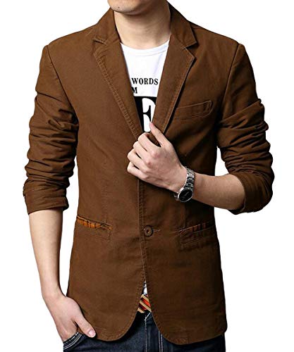 Blazer Casual para Hombre Chaquetas de Traje Slim fit Chaqueta de algodón sólido de un Solo Pecho Abrigo Chaqueta de Dos Botones Casual Blazer