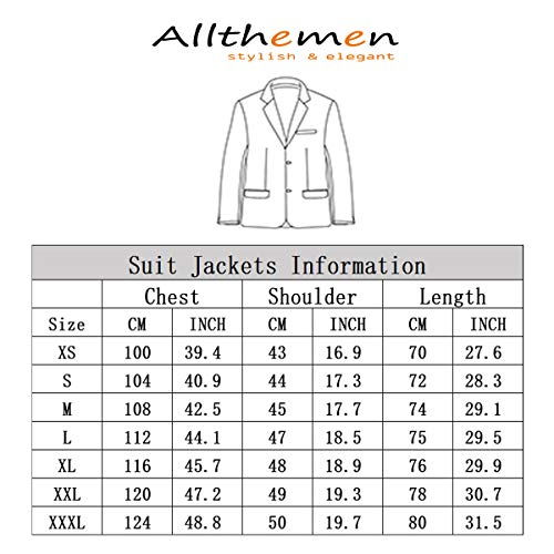 Blazer Casual para Hombre Chaquetas de Traje Slim fit Chaqueta de algodón sólido de un Solo Pecho Abrigo Chaqueta de Dos Botones Casual Blazer