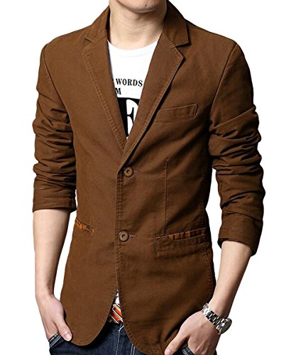 Blazer Casual para Hombre Chaquetas de Traje Slim fit Chaqueta de algodón sólido de un Solo Pecho Abrigo Chaqueta de Dos Botones Casual Blazer