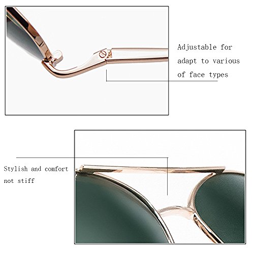 BLDEN Gafas de Sol Aviador Hombre Mujer Clásico Estilo Marco Metal Lentes Polarizadas(GREEN)