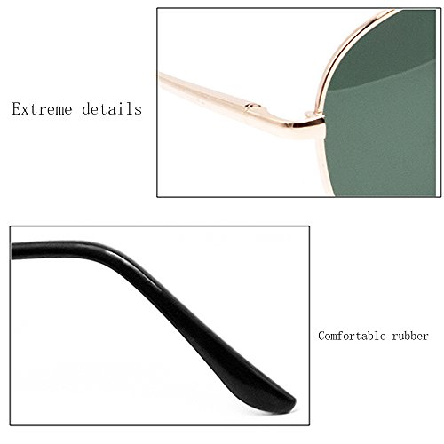 BLDEN Gafas de Sol Aviador Hombre Mujer Clásico Estilo Marco Metal Lentes Polarizadas(GREEN)