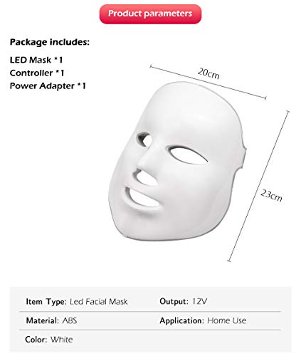BLH-JMJ Tratamiento de luz con máscara LED de 7 Colores, Cuidado Facial reafirmante de colágeno Máscara LED Antiarrugas y Anti-acné con Cuello Adecuado para el hogar