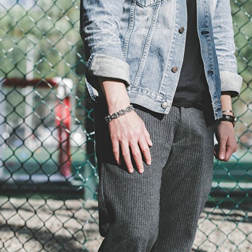 Blisfille Pulsera Hombre Zafiro Pulsera Plata Infinito Pulseras Hombre Zodiaco Pulseras Hombre Lujoso Sólido San Valentin Amor Love Pareja para Dos