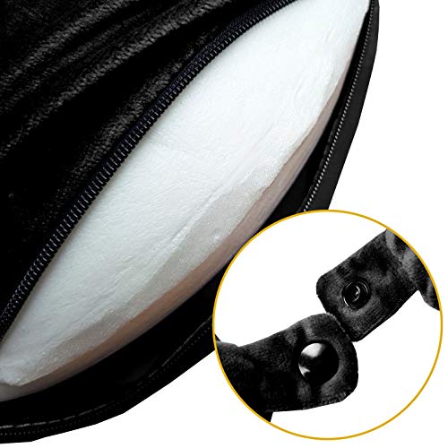 Bloc London - Almohada de Viaje de Espuma viscoelástica para el Cuello Terciopelo súper Suave con Espuma Firme. Ideal para el Trabajo, el hogar o los Viajes. Se Puede Lavar a máquina, Negro, Medium