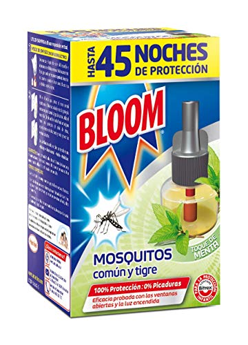 Bloom Insecticida Eléctrico Líquido Contra Mosquitos Común y Tigre Fragancia Menta –1 Recambio