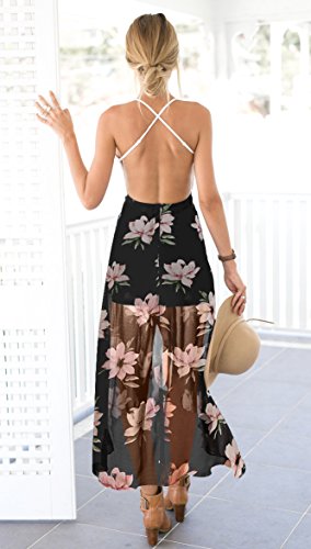 Blooming Jelly Vestidos Maxi Florales asimétricos del cordón del Halter de Las Mujeres para el Verano de Las Mujeres