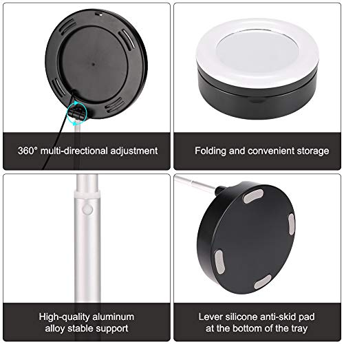 BLOOMWIN Luz de Anillo LED Regulable 6” con Espejo de Maquillaje Soporte para Móvil de Mesa Altura Ajustable con 3 Modos Profesional Plegable USB para Youtube Disparo Selfie Video Maquillaje Tiktok