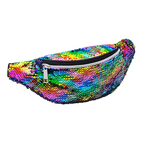 Blue Banana Riñonera de Fiesta Con Lentejuelas Reversibles - Arcoíris