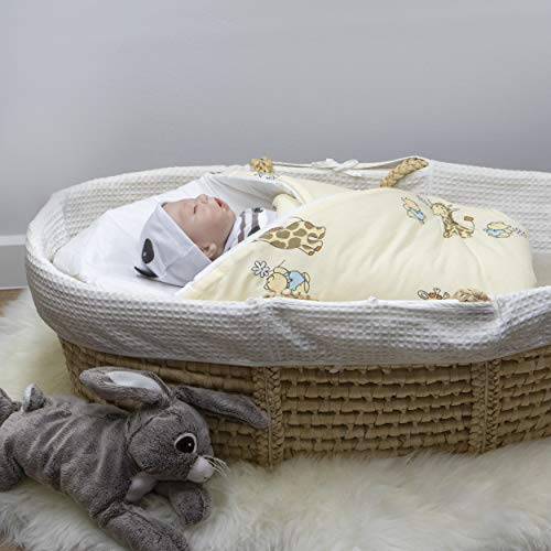 BlueberryShop manta de algodón para envolver al bebé en el coche, Saco de dormir para bebés recién nacidos, Para bebés de 0-3 meses, Baby Shower, 78 x 78 cm, Crema Jirafa