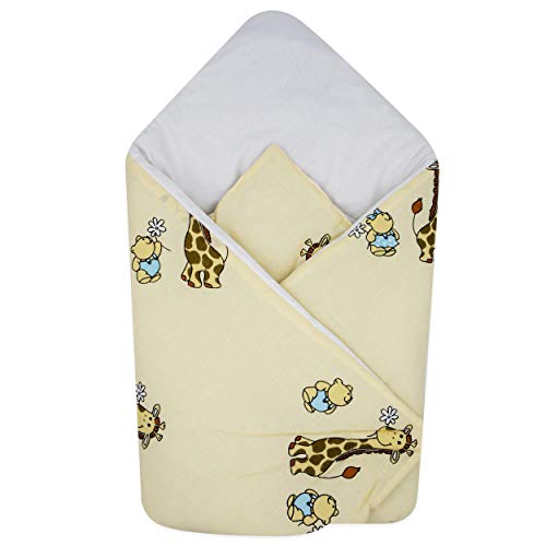 BlueberryShop manta de algodón para envolver al bebé en el coche, Saco de dormir para bebés recién nacidos, Para bebés de 0-3 meses, Baby Shower, 78 x 78 cm, Crema Jirafa