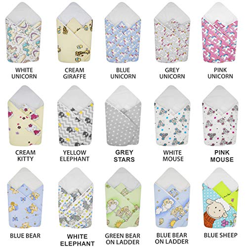 BlueberryShop manta de algodón para envolver al bebé en el coche, Saco de dormir para bebés recién nacidos, Para bebés de 0-3 meses, Baby Shower, 78 x 78 cm, Crema Jirafa