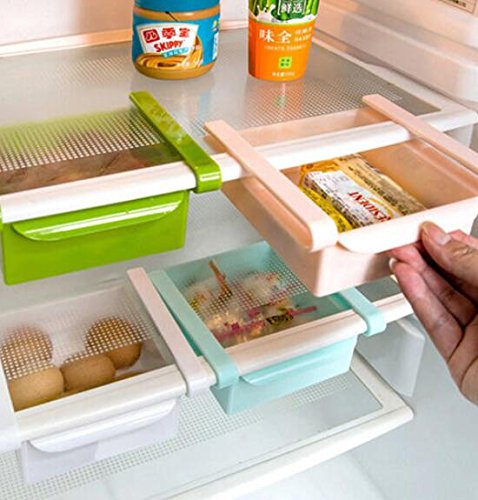 Bluelover Cocina Plástico Nevera Nevera Rack de almacenamiento Congelador Estante Holder Cocina Organización Blanca