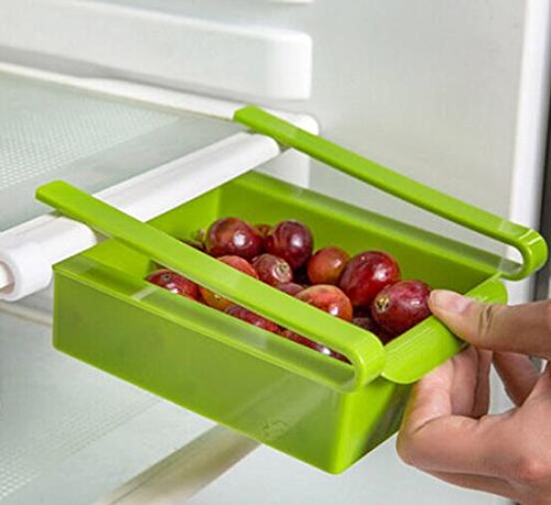 Bluelover Cocina Plástico Nevera Nevera Rack de almacenamiento Congelador Estante Holder Cocina Organización Blanca